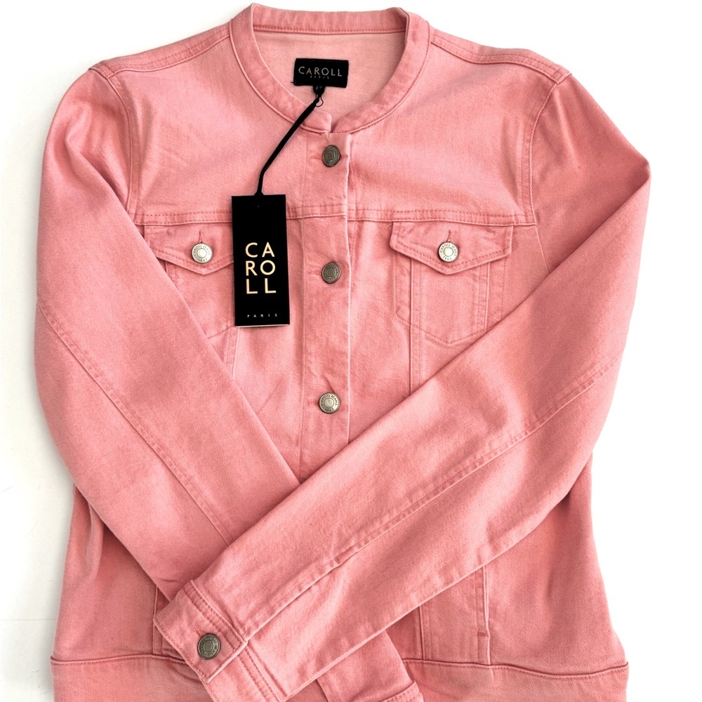 NWT from France - Pinkish/Melon  Denim Jean Jacket - Excellent Workmanship